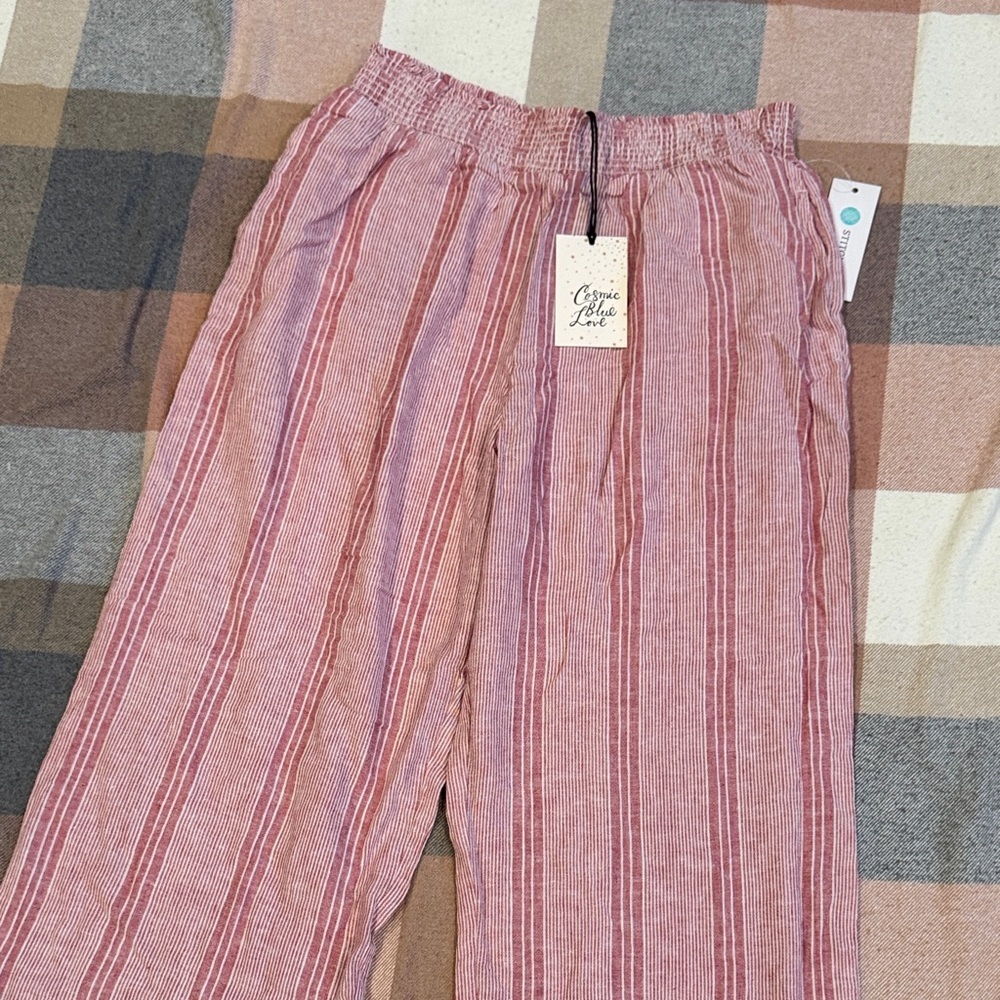 Striped Pink Wide Leg Pants - Picture 3 of 11